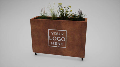 Café Planter Trough with 100mm Castors Rustic Corten Steel
