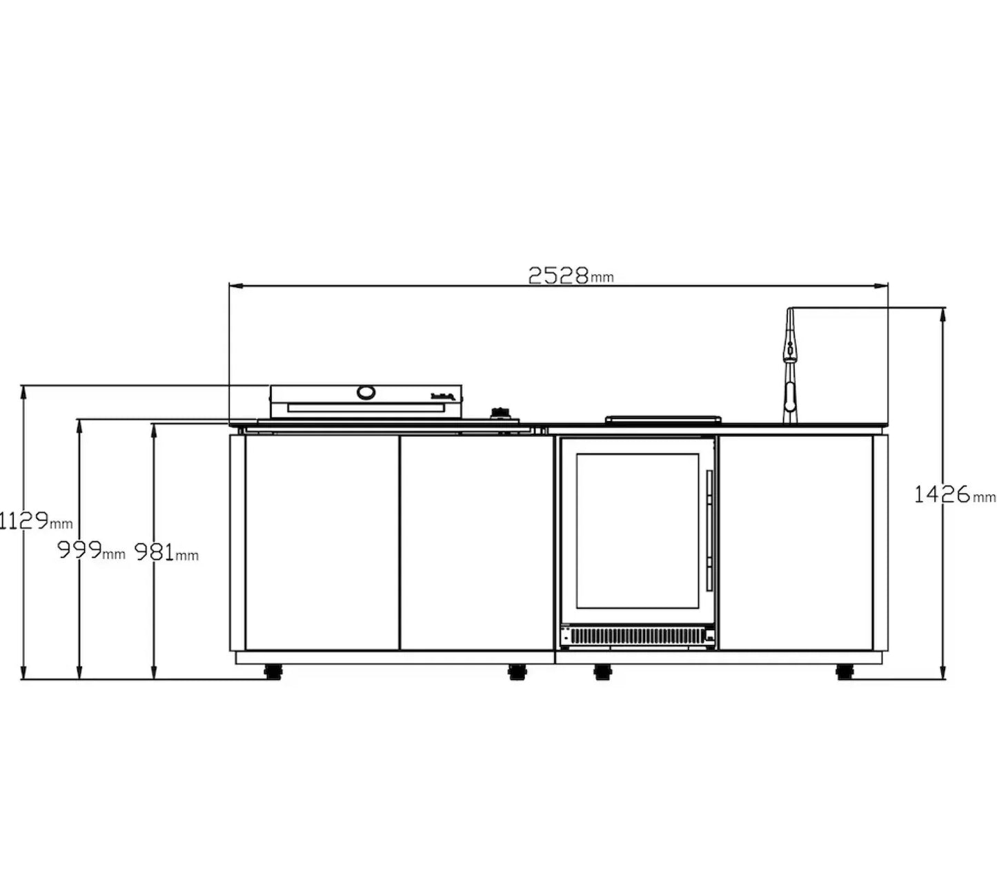 Buschbeck Derby Outdoor Kitchen – White Marbled Ceramic Finish 2.6M