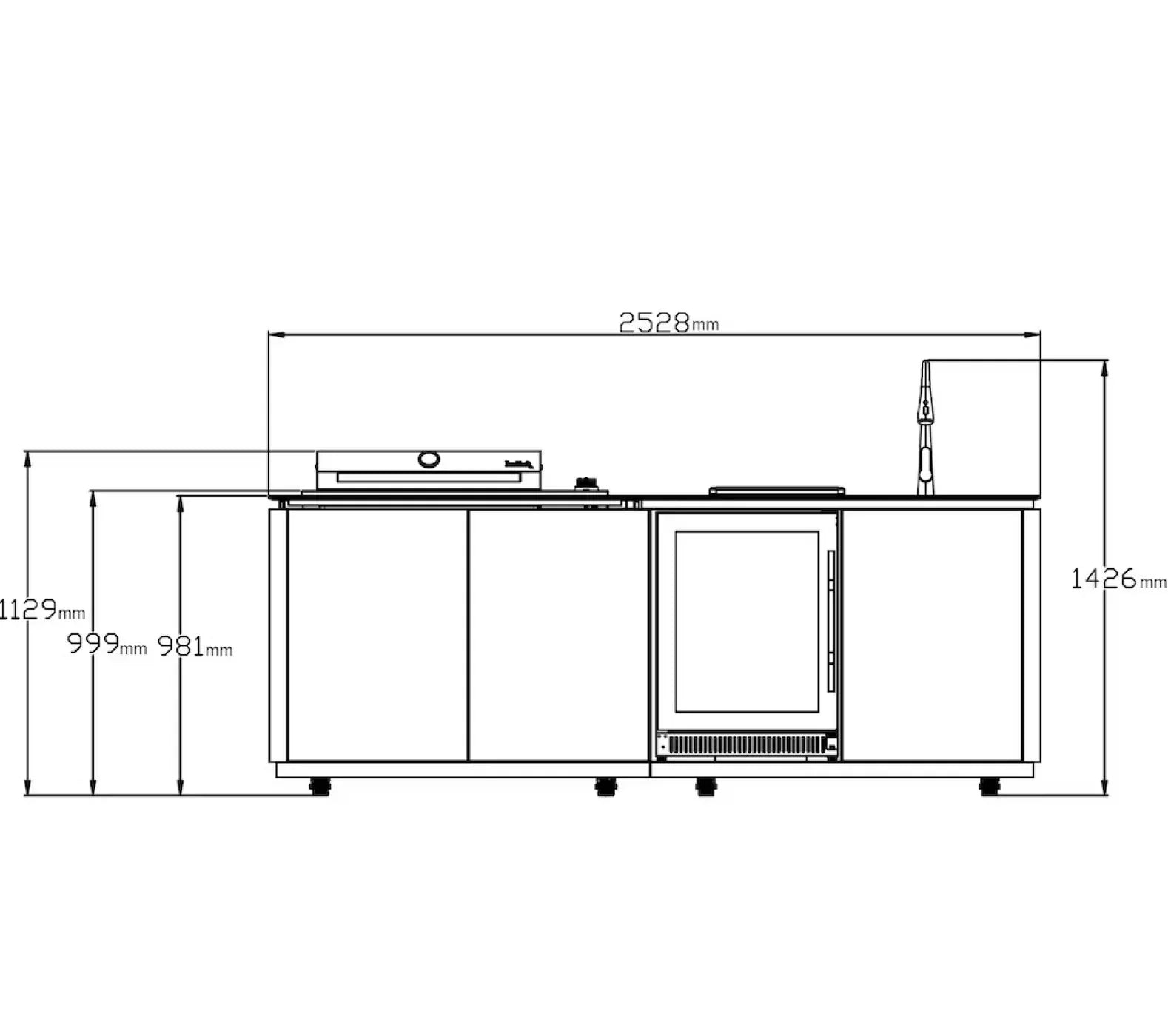 Buschbeck Derby Outdoor Kitchen – White Marbled Ceramic Finish 2.6M