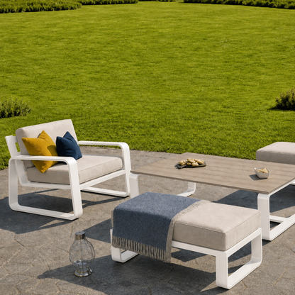 Hex Living Courtyard Set Porcelain White | Premium Outdoor Furniture