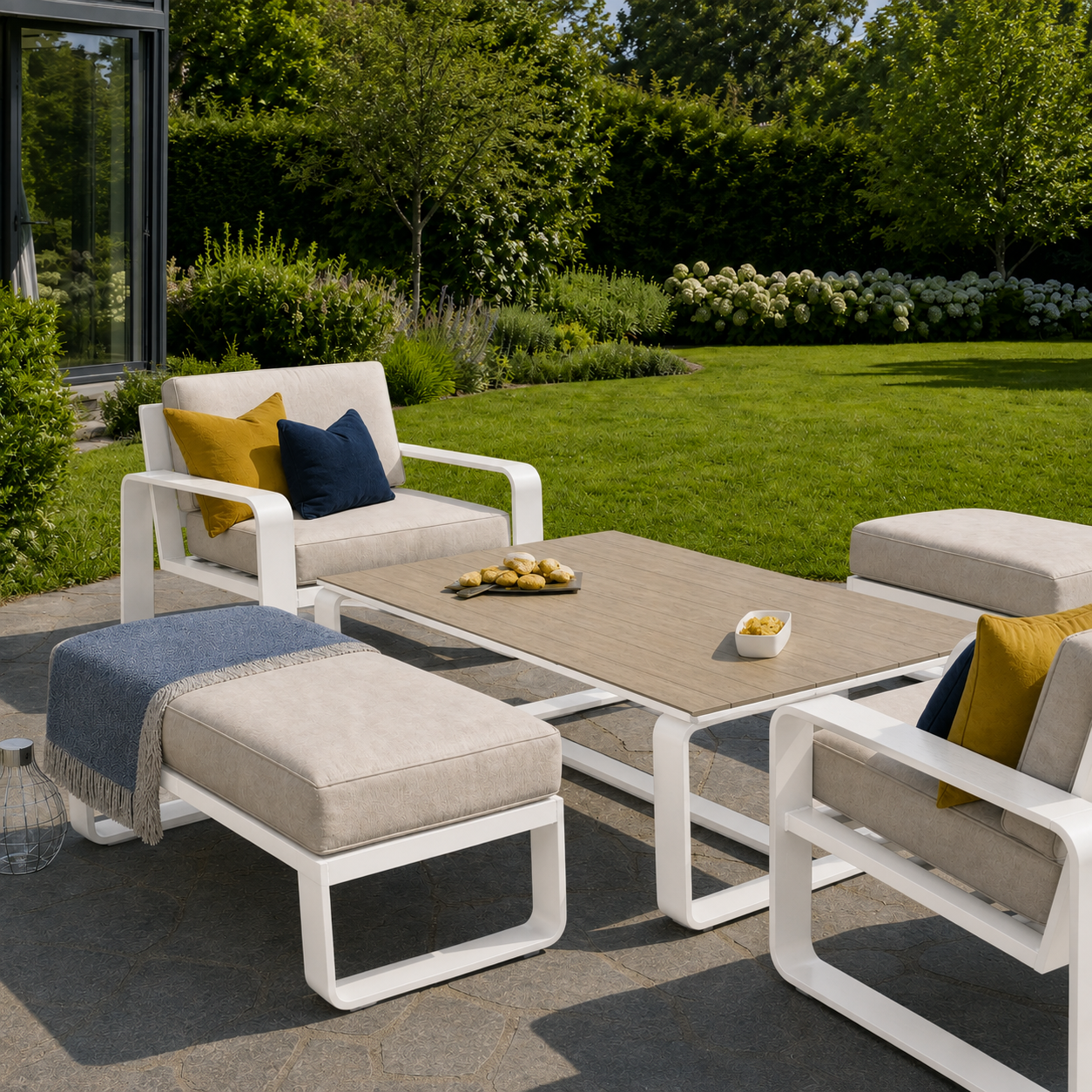 Hex Living Courtyard Set Porcelain White | Premium Outdoor Furniture