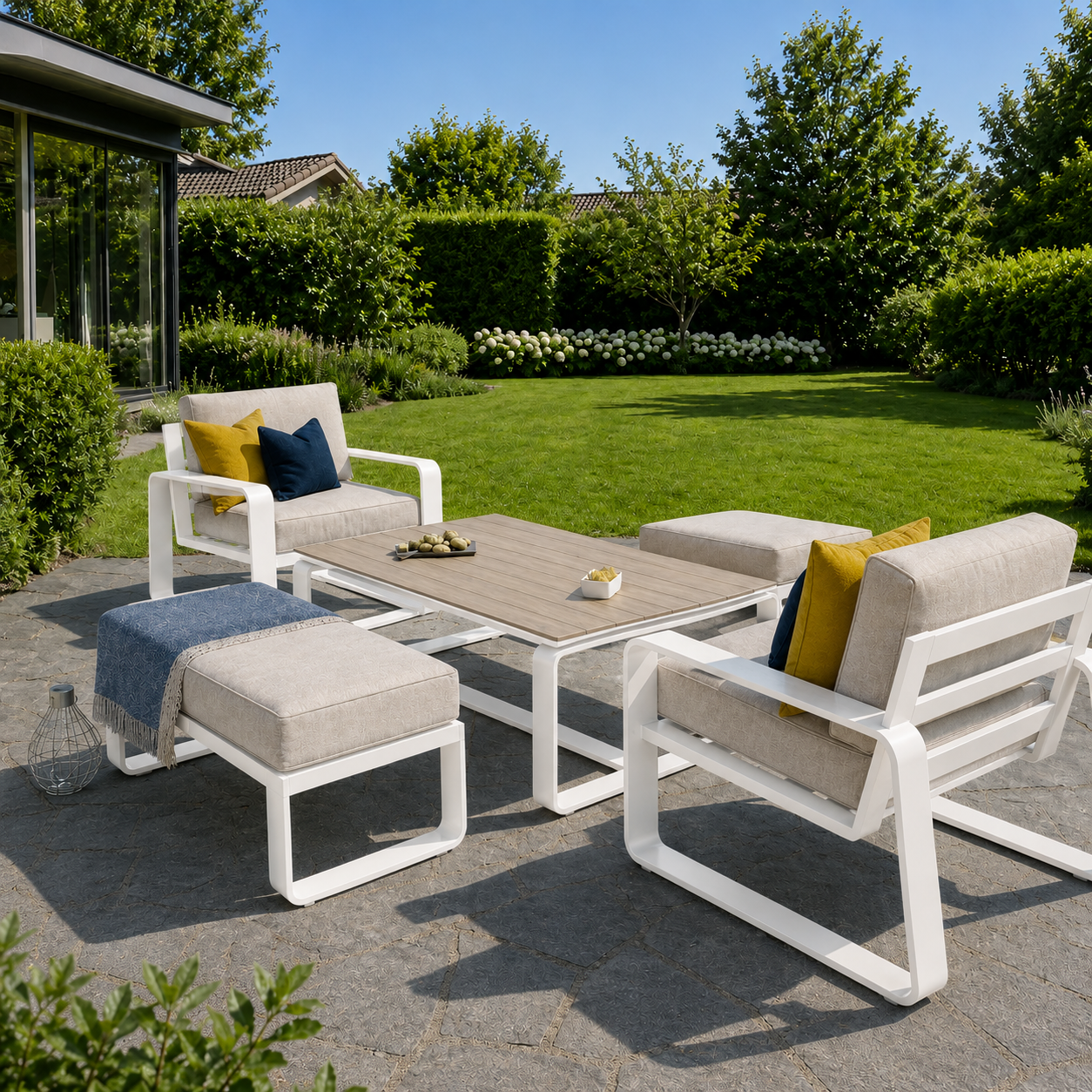 Hex Living Courtyard Set Porcelain White | Premium Outdoor Furniture