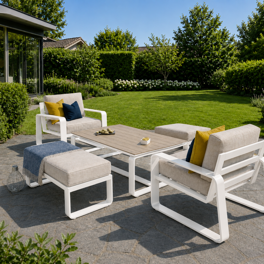 Hex Living Courtyard Set Porcelain White | Premium Outdoor Furniture