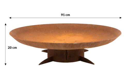 GrillSymbol Chiaro XL 91 cm Corten Steel Fire Pit for Garden Evenings