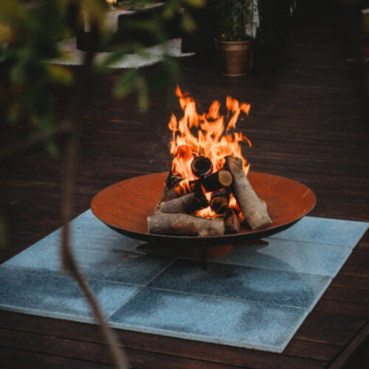 GrillSymbol Chiaro XL 91 cm Corten Steel Fire Pit for Garden Evenings