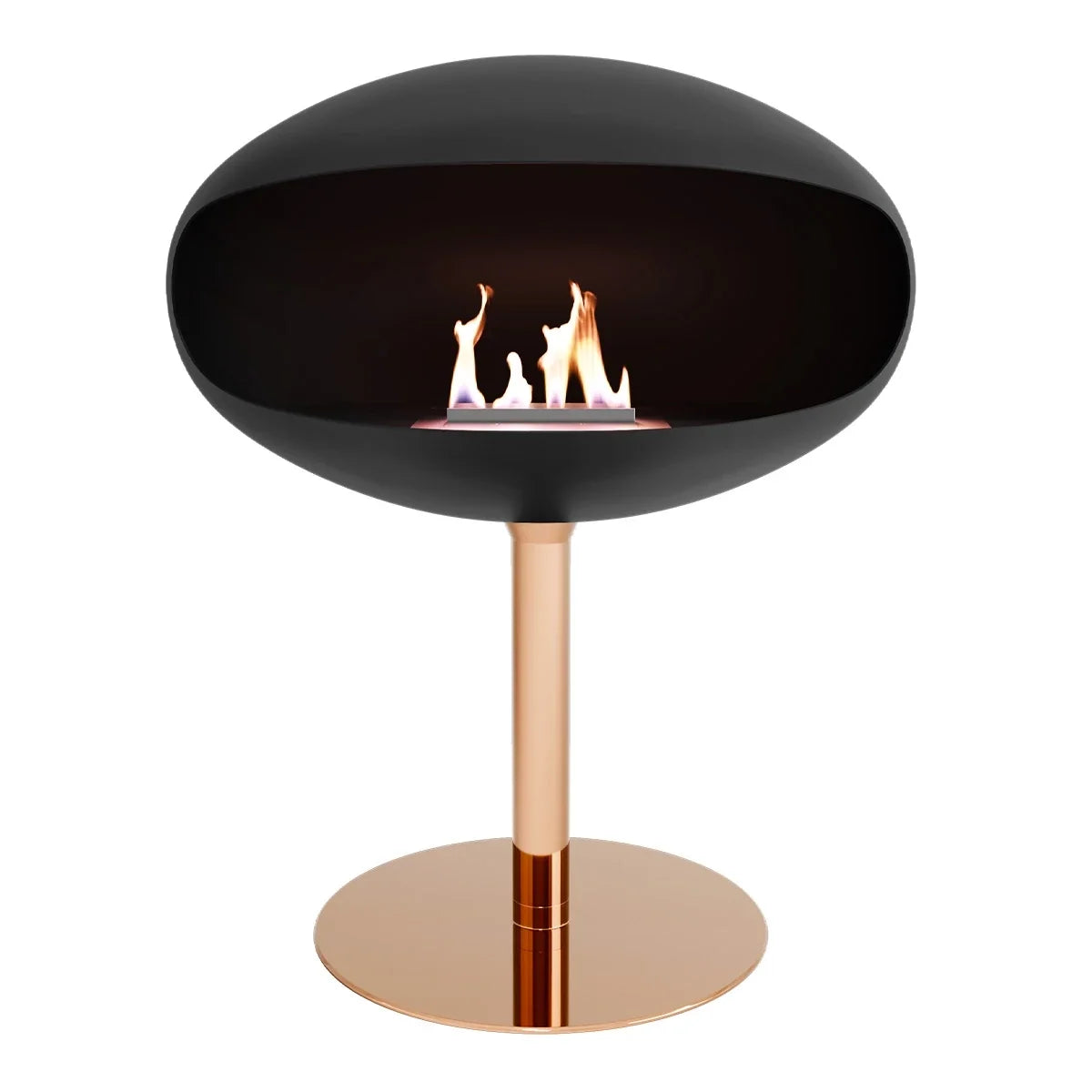 Cocoon Fires Pedestal Bioethanol Fireplace in Brass with Adjustable Flame