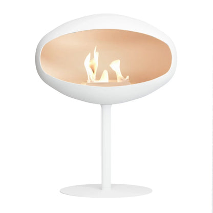 Cocoon Fires Pedestal White Bioethanol Fireplace with Adjustable Flame