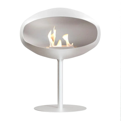 Cocoon Fires Pedestal White Bioethanol Fireplace with Adjustable Flame