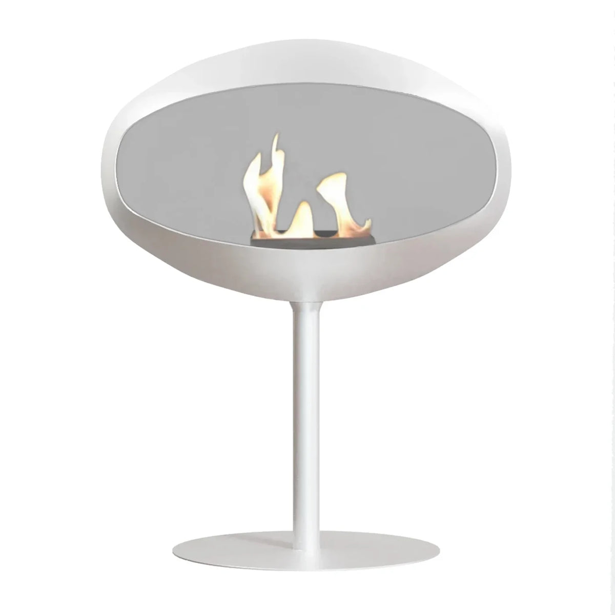 Cocoon Fires Pedestal White Bioethanol Fireplace with Adjustable Flame