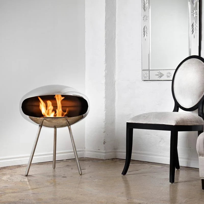 Cocoon Fires Terra Polished Steel Bioethanol Fireplace