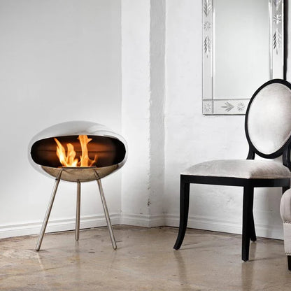 Cocoon Fires Terra Polished Steel Bioethanol Fireplace