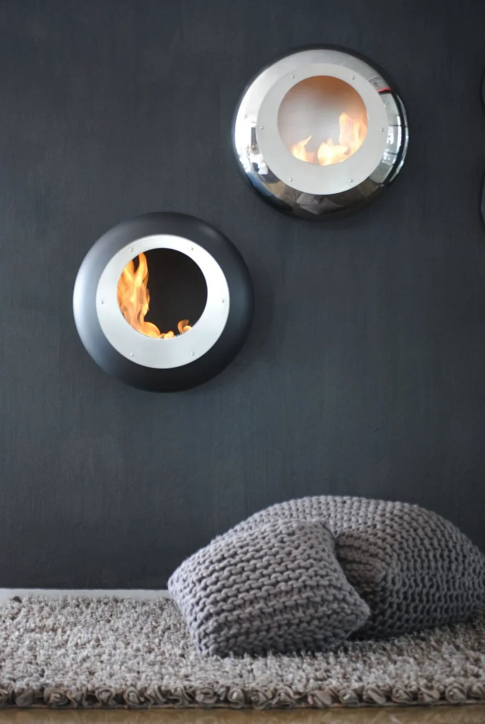Cocoon Fires Vellum Polished Steel Wall Mounted Bioethanol Fireplace