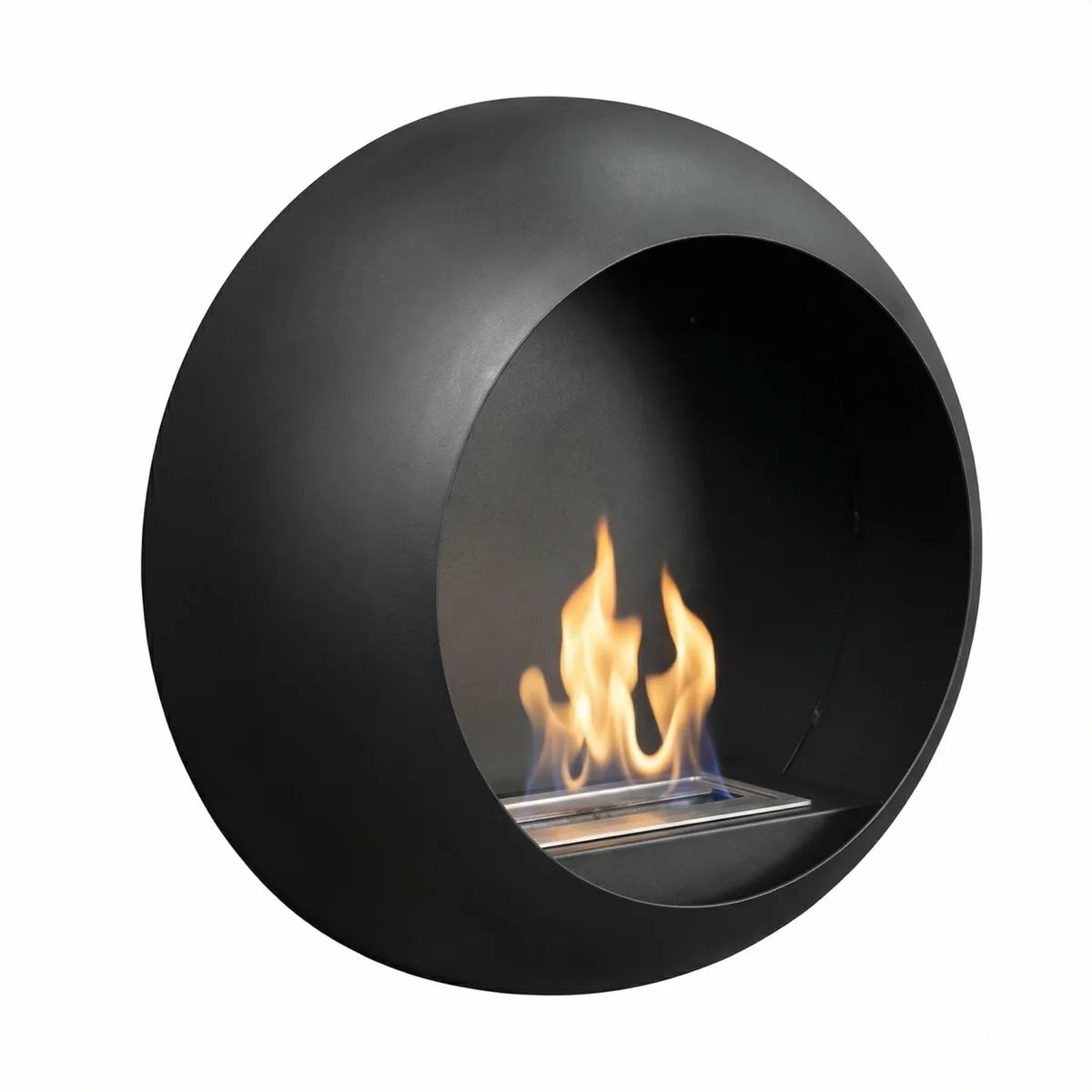 ScandiFlames Colorado Black Round Wall Mounted Bioethanol Fireplace