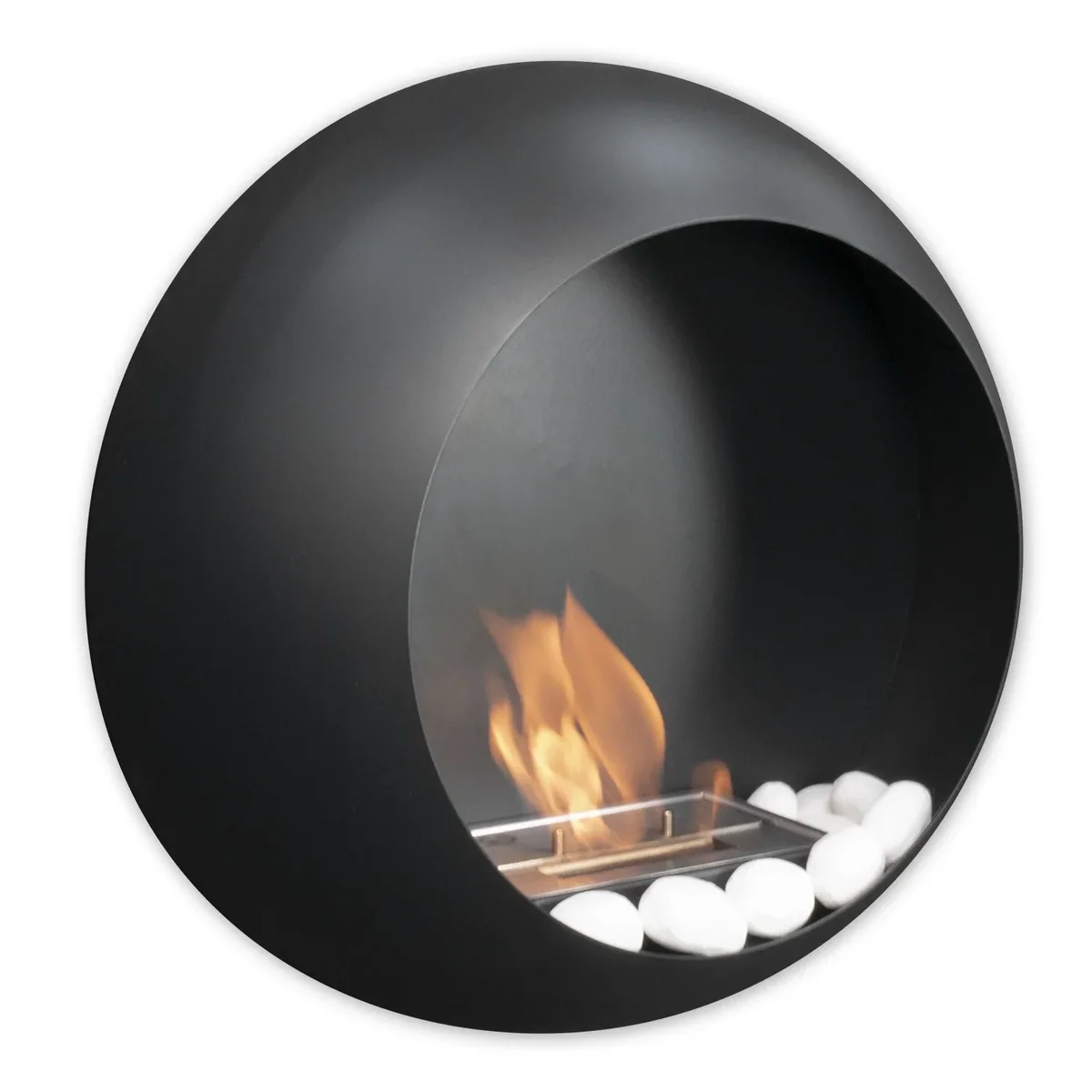 ScandiFlames Colorado Black Round Wall Mounted Bioethanol Fireplace