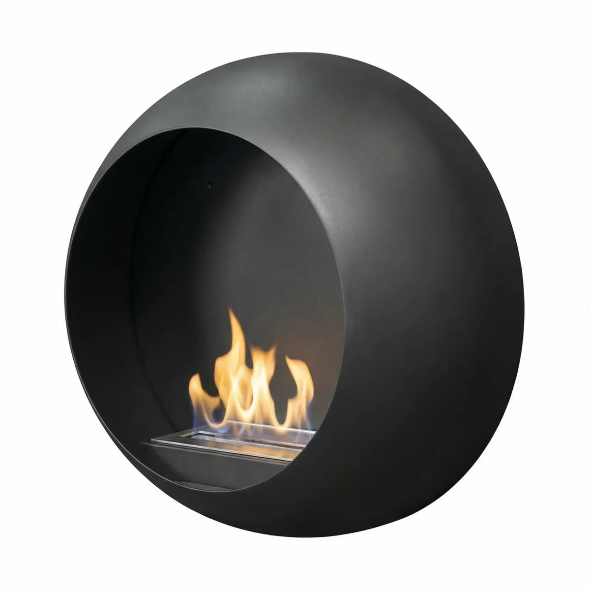 ScandiFlames Colorado Black Round Wall Mounted Bioethanol Fireplace