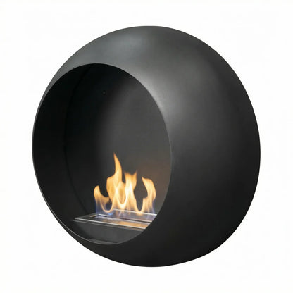 ScandiFlames Colorado Black Round Wall Mounted Bioethanol Fireplace