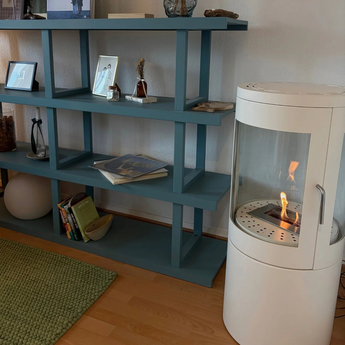 ScandiFlames Columbus White Bioethanol Fireplace 360° View