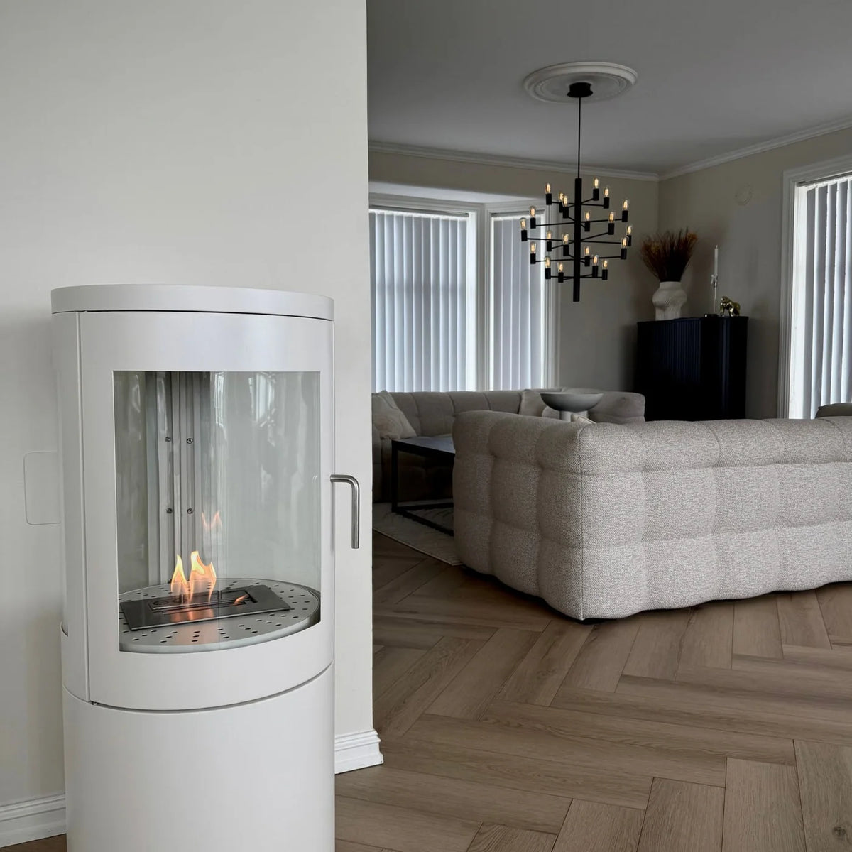 ScandiFlames Columbus White Bioethanol Fireplace 360° View