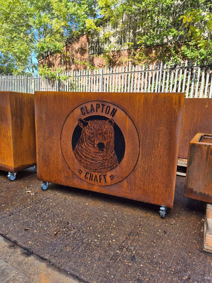 Custom Branded Corten Steel Café Barrier Planter 