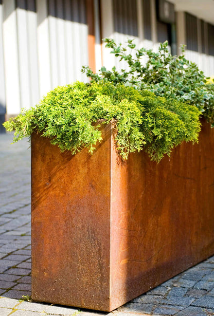 Custom Branded Corten Steel Café Barrier Planter 