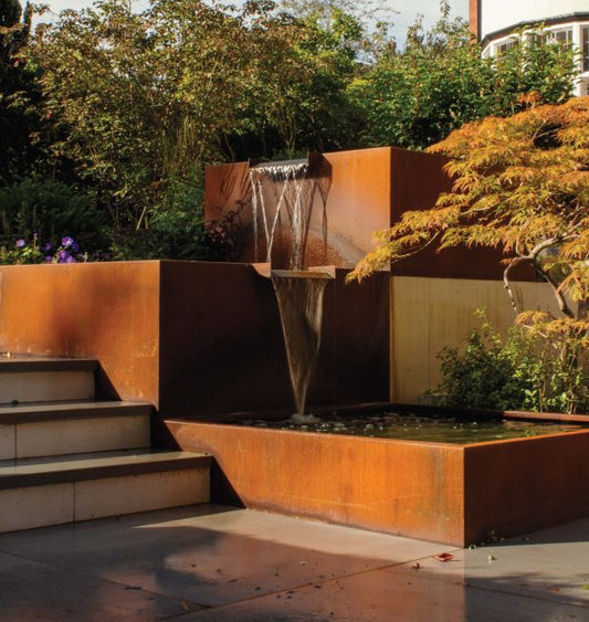 Handmade Corten Steel Cube Pond | British Made Garden Water Feature
