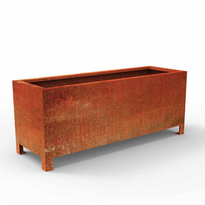 Arden Trough Planter with 90mm Feet in Rustic Patina Steel