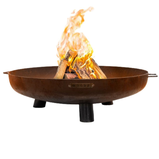 MOODZ Fire Bowl with Feet & Handles, Rusty Brown