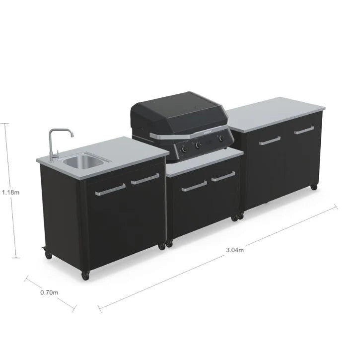 Cozze Modular Outdoor Kitchen with E Combo Plancha Grill and Sink