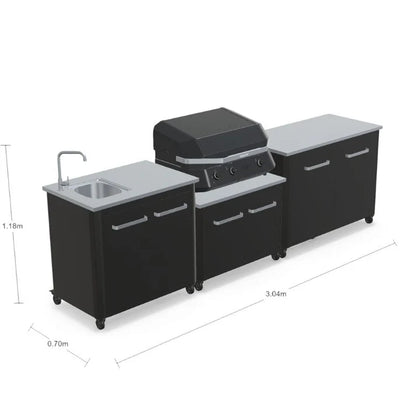 Cozze Modular Outdoor Kitchen with E Combo Plancha Grill and Sink