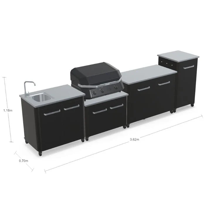 Cozze Modular Outdoor Kitchen with G 800 Grill, Sink and Optional Pizza Oven for Outdoor Cooking