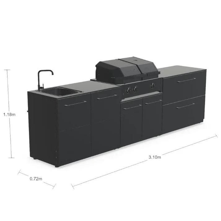 Cozze Elements Outdoor Kitchen with Gas Grill, Sink and Storage