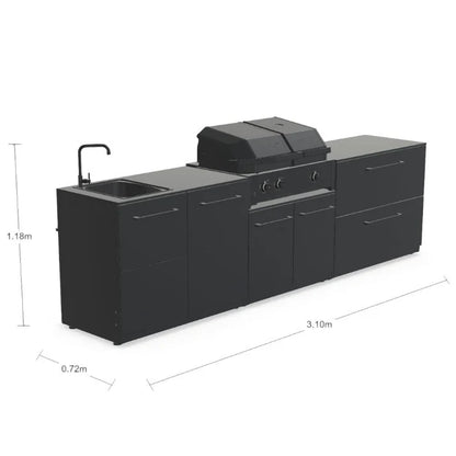 Cozze Elements Outdoor Kitchen with Gas Grill, Sink and Storage