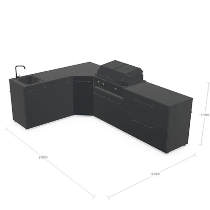 Cozze Elements L Shape Outdoor Kitchen with Gas Grill & Sink