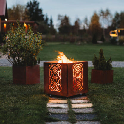 GrillSymbol Laterna Square Corten Steel Fire Pit for Modern Gardens