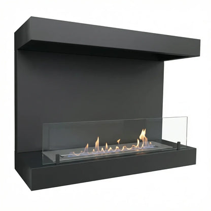 ScandiFlames Dakota Black Three Sided Wall Mounted Bioethanol Fireplace