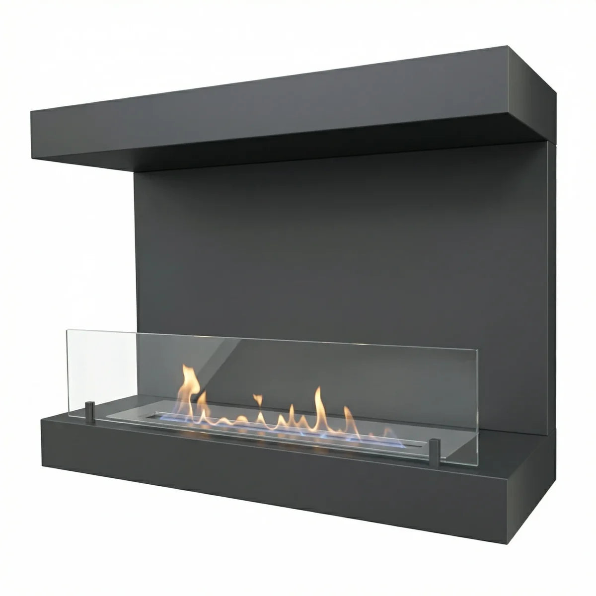 ScandiFlames Dakota Black Three Sided Wall Mounted Bioethanol Fireplace
