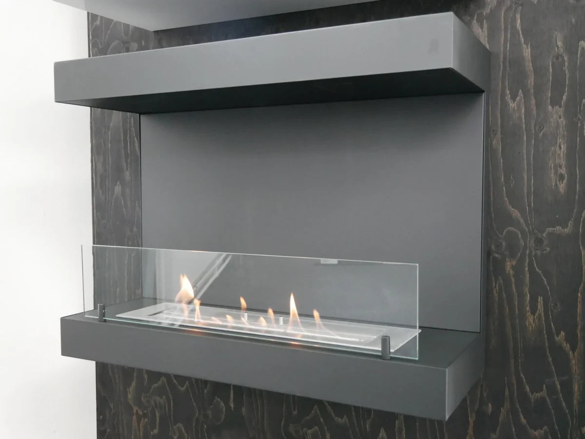 ScandiFlames Dakota Black Three Sided Wall Mounted Bioethanol Fireplace