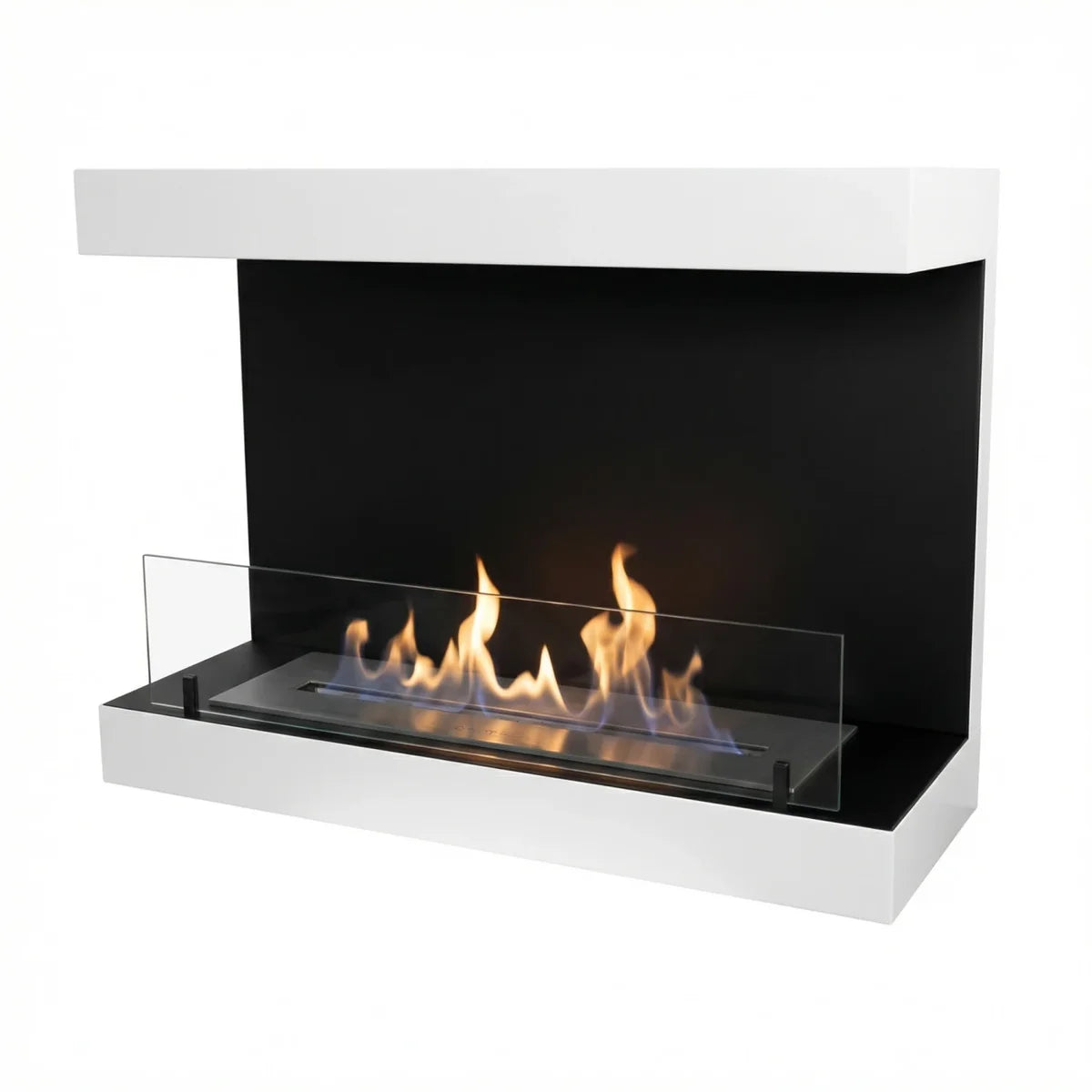 ScandiFlames Dakota White Three Sided Wall Mounted Bioethanol Fireplace