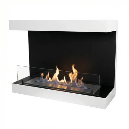 ScandiFlames Dakota White Three Sided Wall Mounted Bioethanol Fireplace