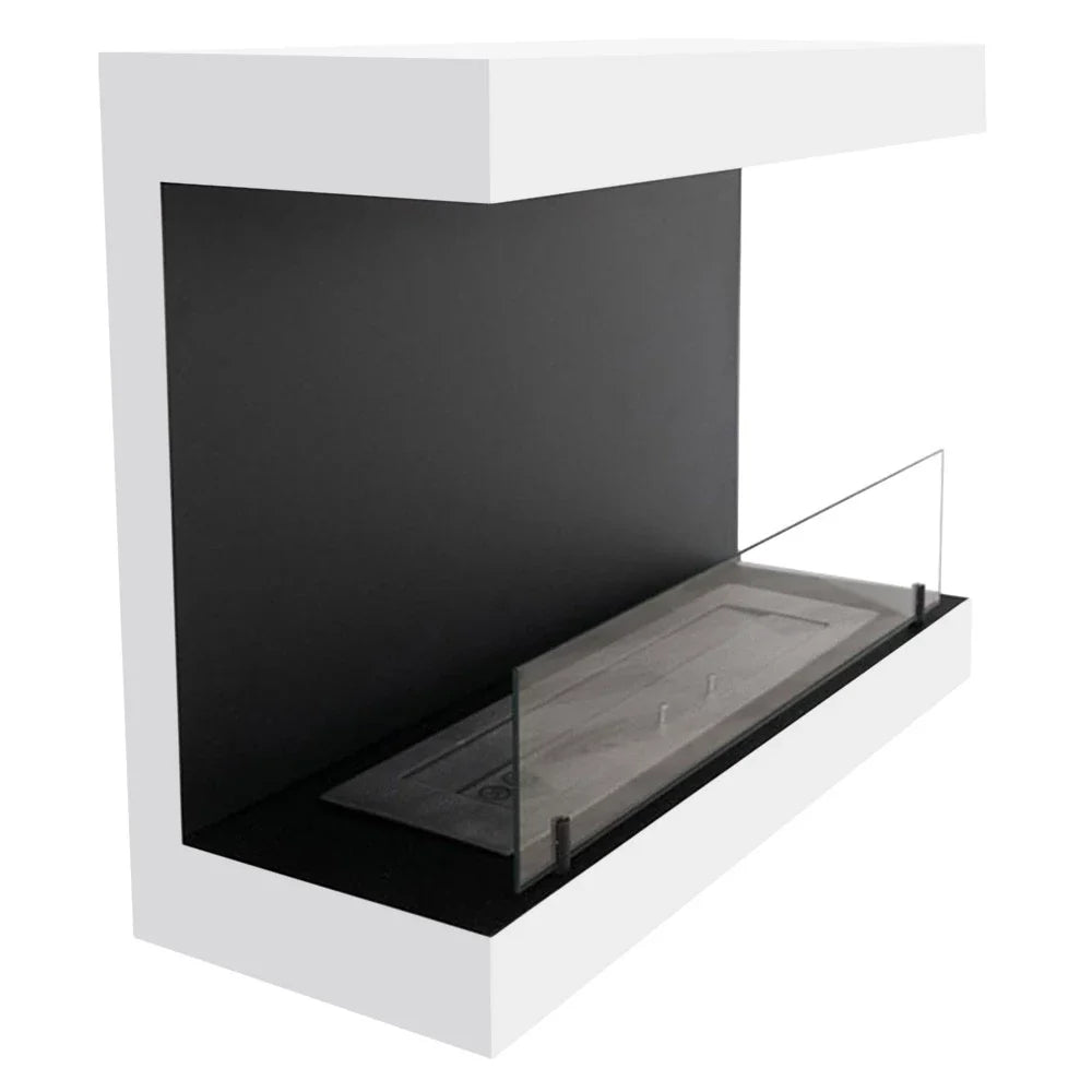 ScandiFlames Dakota White Three Sided Wall Mounted Bioethanol Fireplace