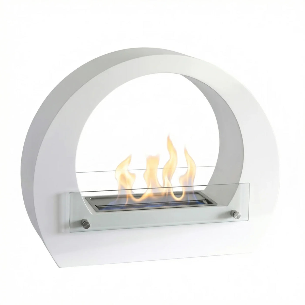 ScandiFlames Dallas White Bioethanol Fireplace with Safety Glass