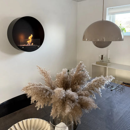 ScandiFlames Delaware Black Round Wall Mounted Bioethanol Fireplace