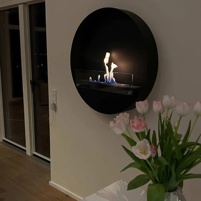 ScandiFlames Delaware XL Black Round Bioethanol Fireplace 80 cm