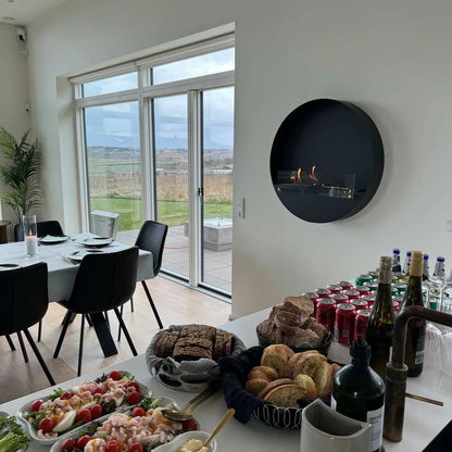 ScandiFlames Delaware XL Black Round Bioethanol Fireplace 80 cm