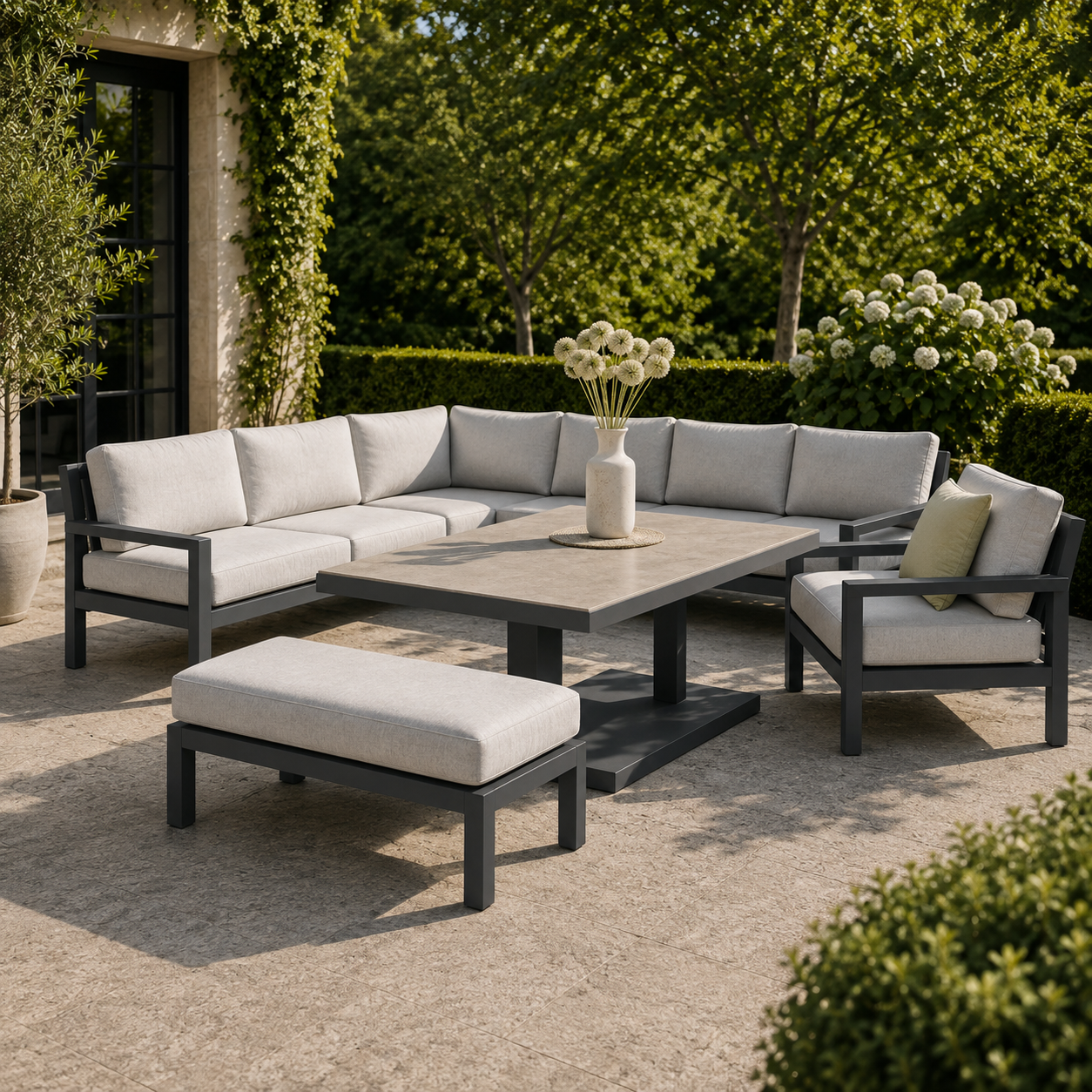 Hex Living Elevated Set in Anthracite Grey | Garden Furniture Set