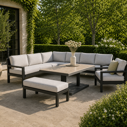 Hex Living Elevated Set in Graphite Black | Garden Furniture Set