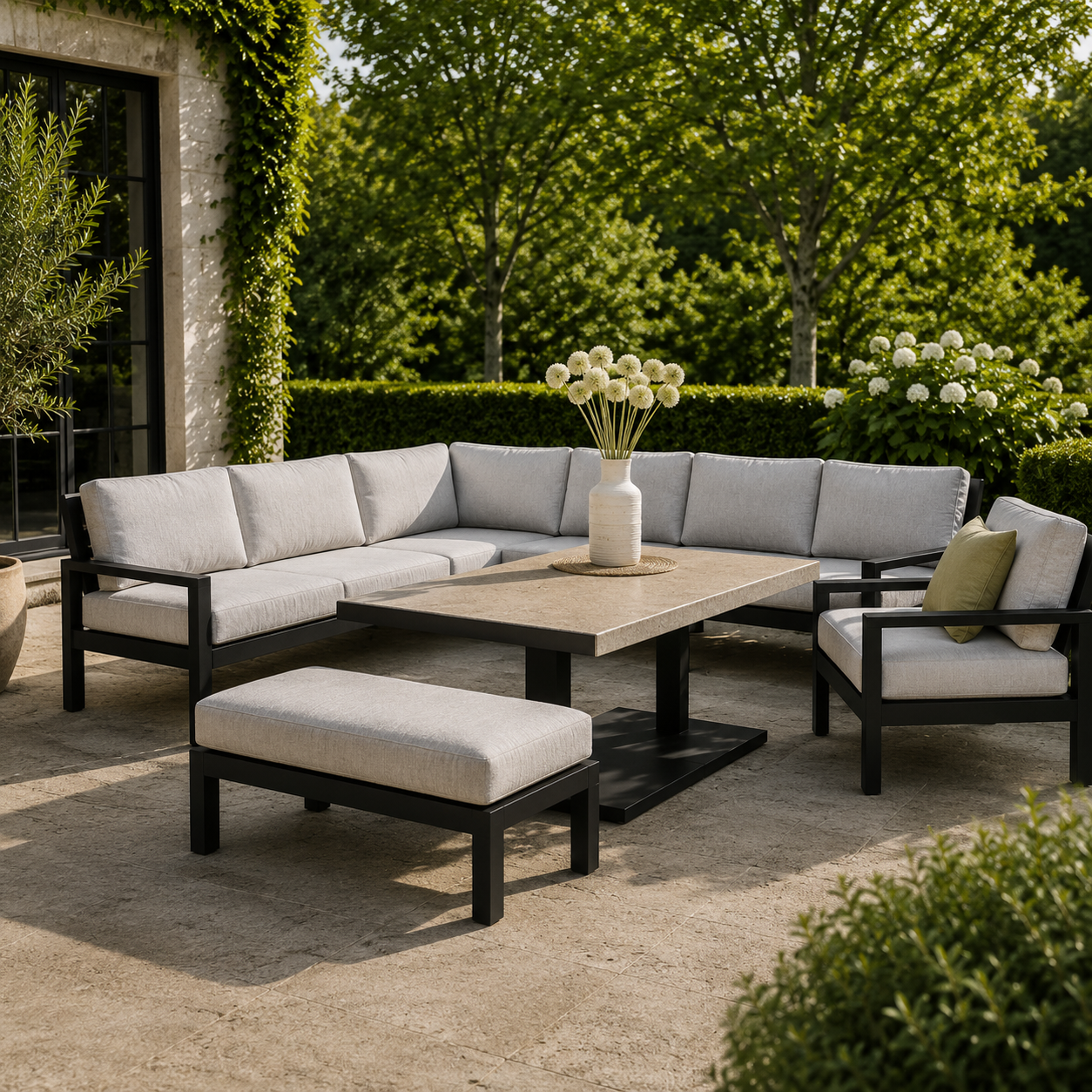 Hex Living Elevated Set in Graphite Black | Garden Furniture Set