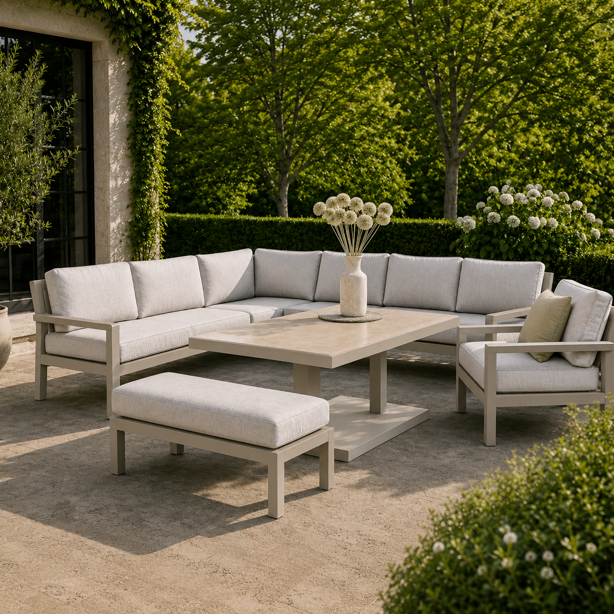 Hex Living Elevated Set in Pebble Grey | Garden Furniture Set