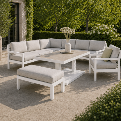 Hex Living Elevated Set in Porcelain White | Garden Furniture Set