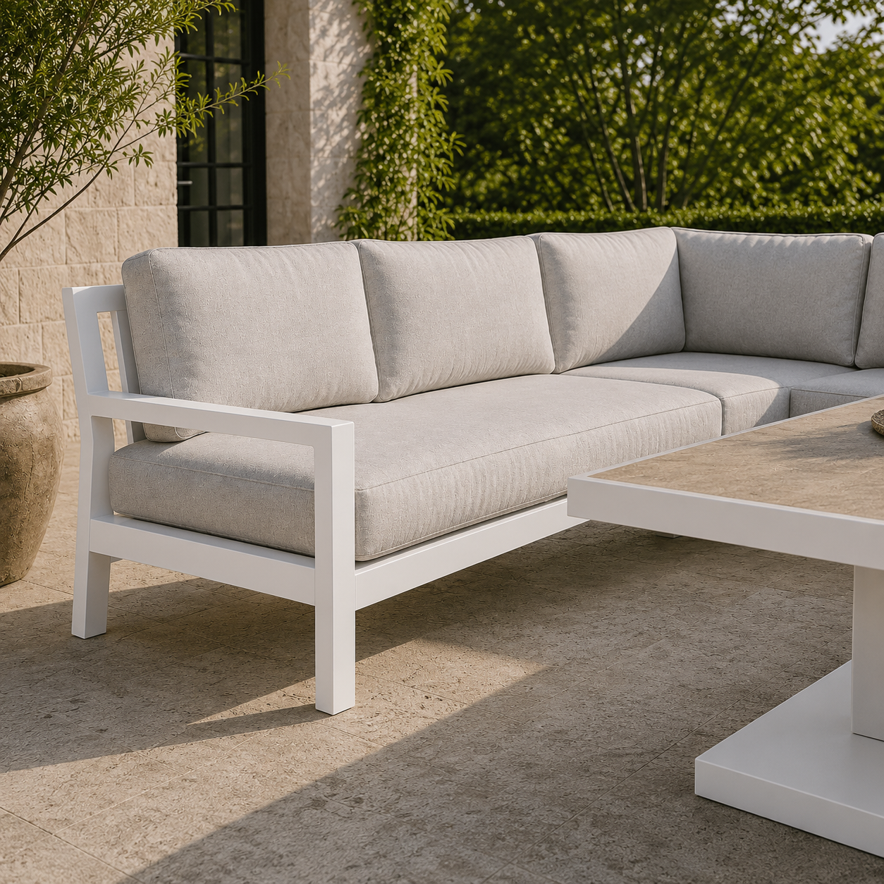 Hex Living Elevated Set in Porcelain White | Garden Furniture Set